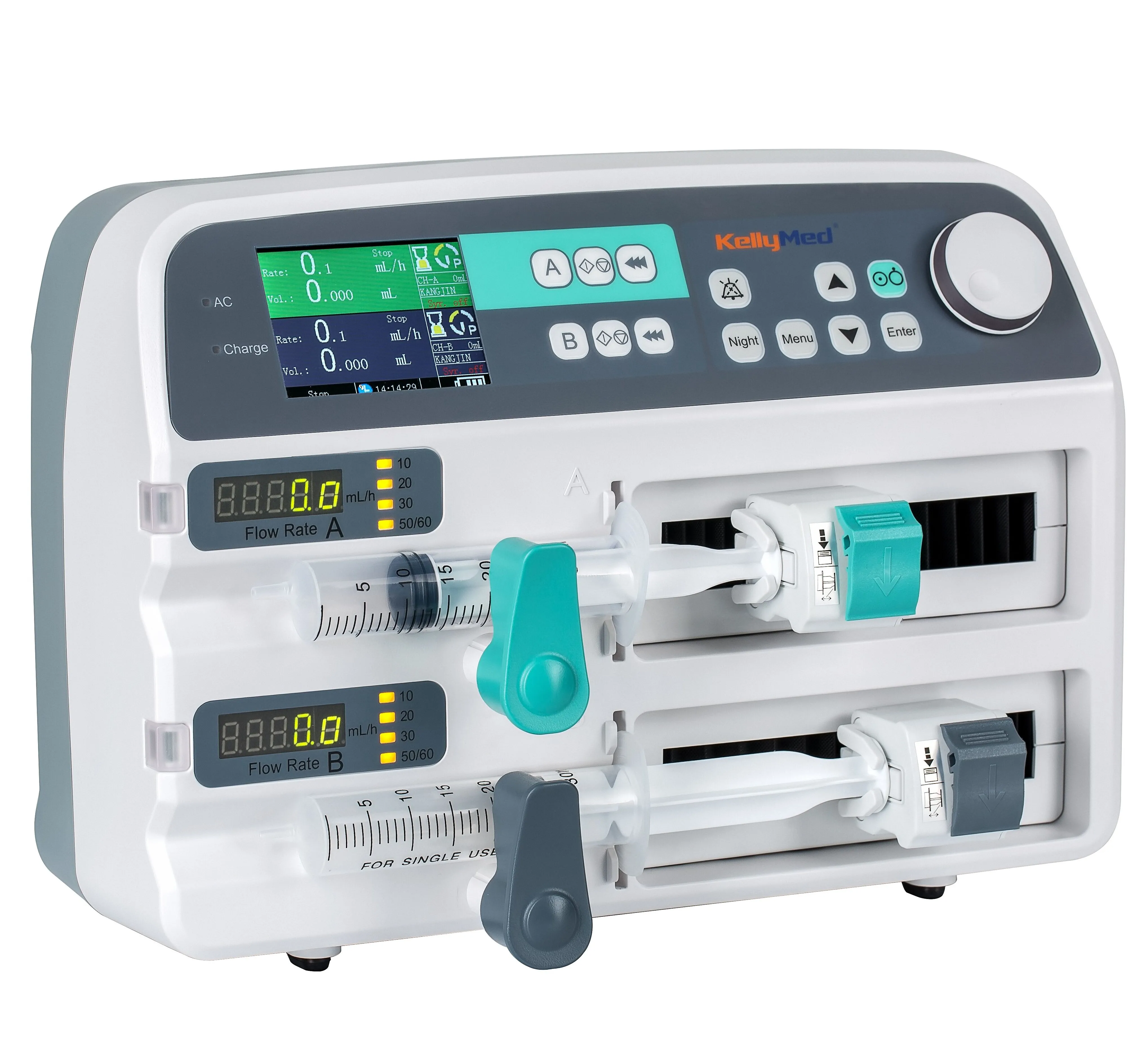  Portable Medical Equipment CE FSC KellyMed Double Channel Wireless Dual Syringe
