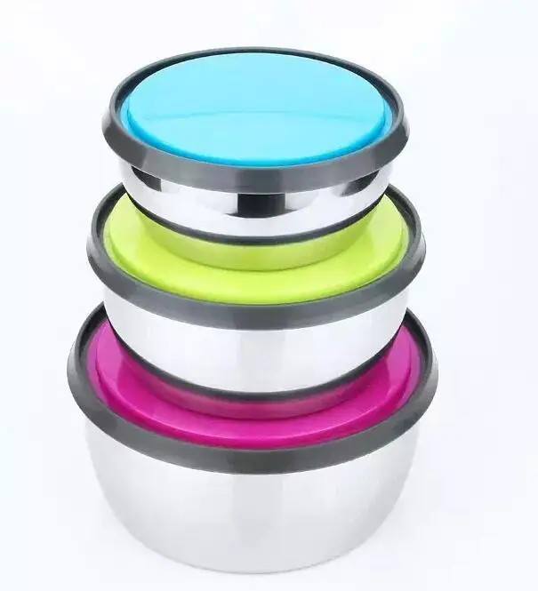 stainless steel food container with lid bowl seal bowl of fresh round refrigerator storage lunch large boxes