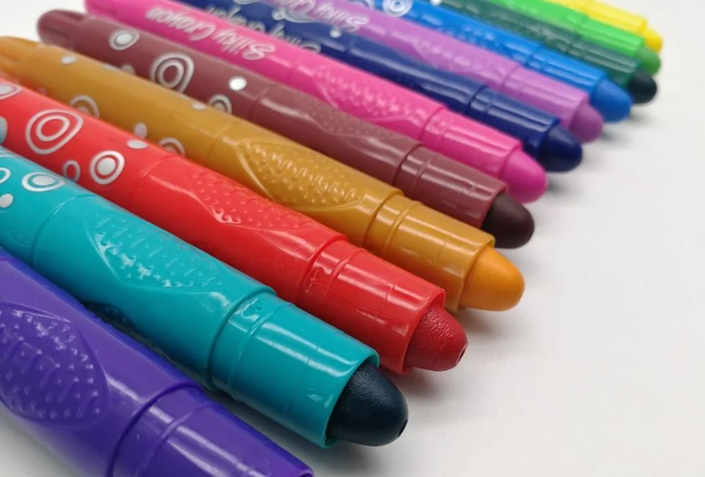 Silky gel crayons for toddlers 12 colors washable non toxic plastic crayons for kids oil pastels twistable crayon