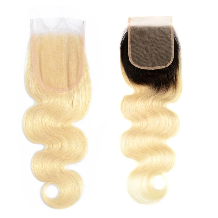 100% Unprocessed Caucasian Human Hair 1B 613 Blonde Ombre Color Remy Ukrainian Hair Weave Bundles With Lace Closure Frontal