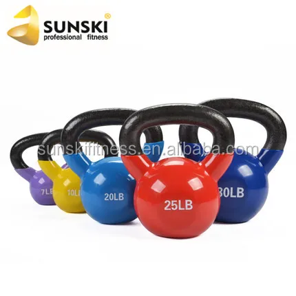 Crossfit оборудования Виниловым Покрытием Гиря и тренажерный зал упражнения винил гири