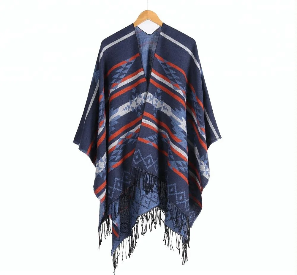 Новые стильные мексиканские кашемировые зимние пончо свитера Топы для женщин накидки