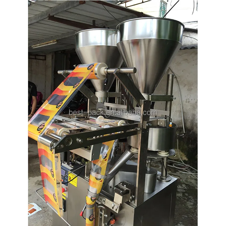 Back seal tea pouch and non-sticky powder packaging machine