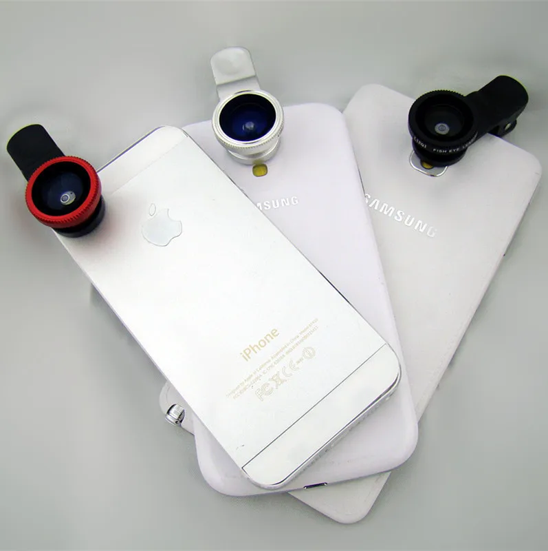 универсальный 3in1 клип- на рыбий глаз объектива широкоугольный макрос объектив мобильного телефона