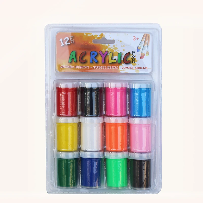 12x20ml acrylic color paint pots for kids art crafts