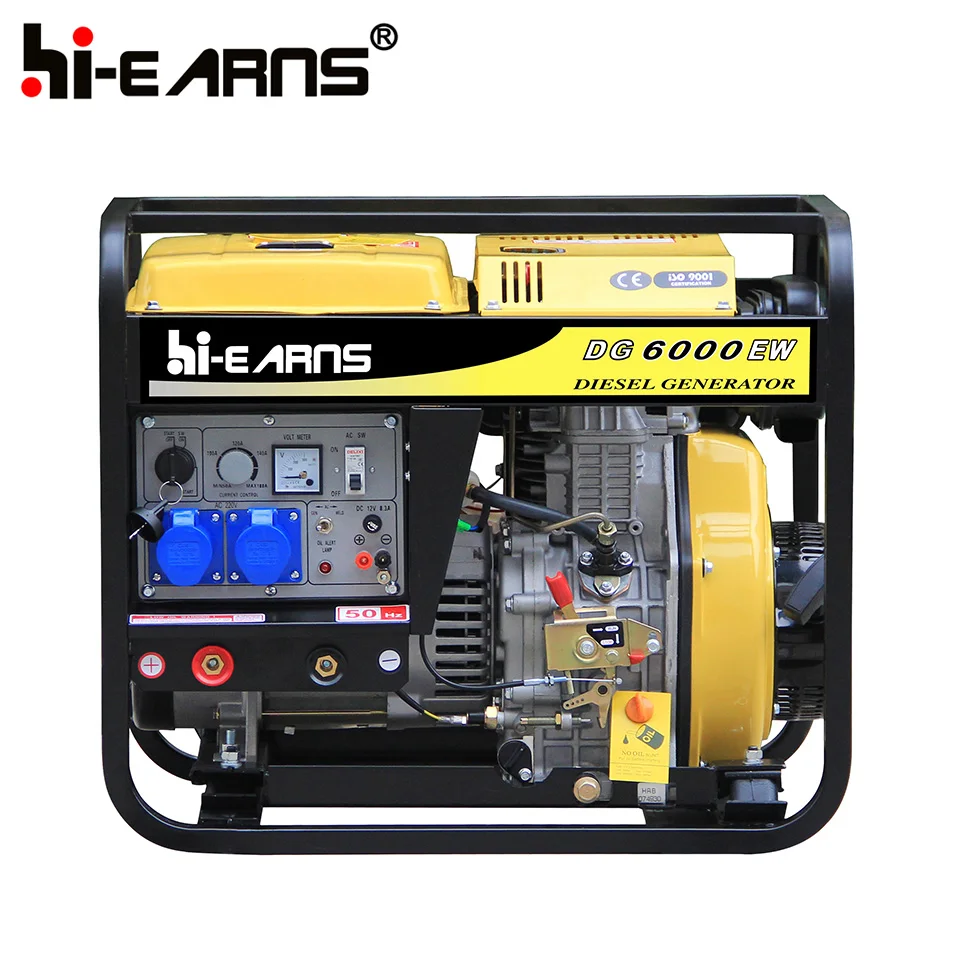 Однофазный портативный дизельный сварочный генератор для машины, 2 кВт, 180 А, 50 Гц, 60 Гц