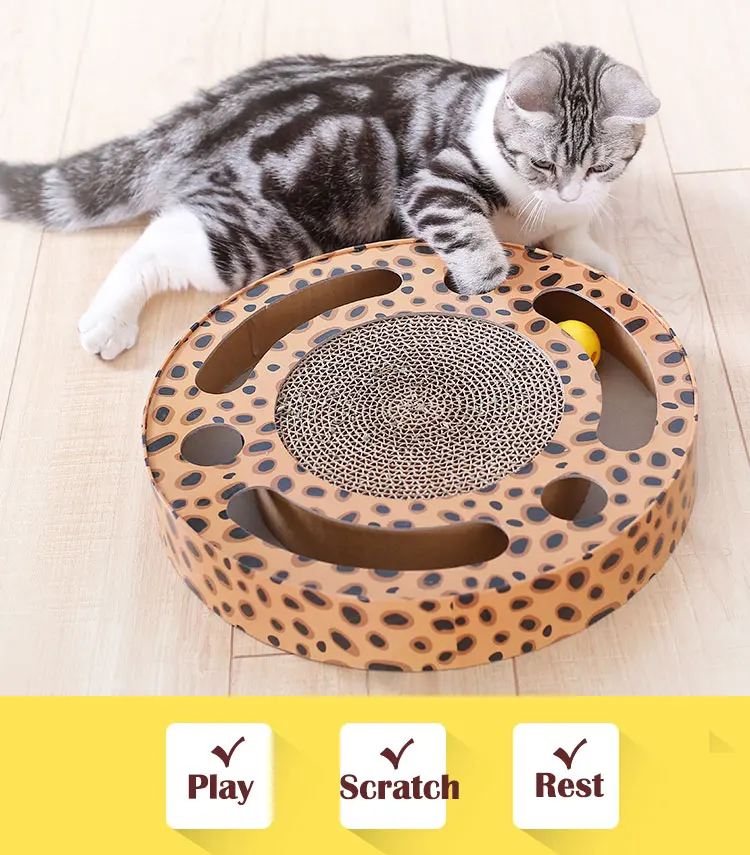2018 Amazon round circuit multifunction cat toy cardboard cat scratcher