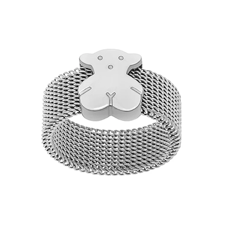 High Quality 18K Gold Custom Stainless Steel Finger Cable Lovely RIng with Bear