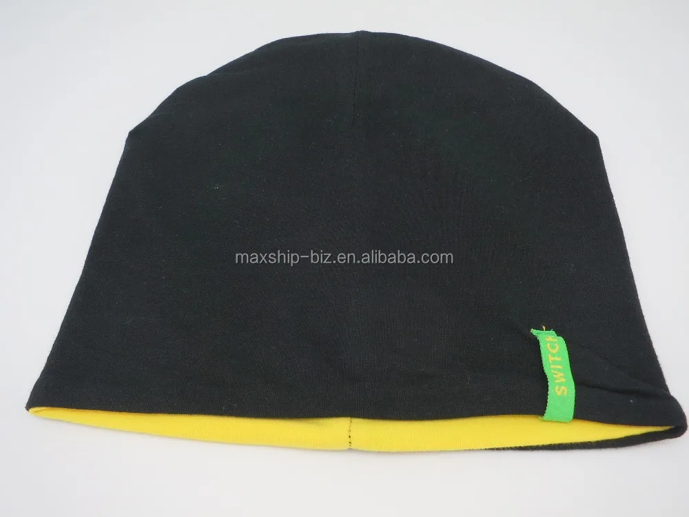 reversible switch 95% cotton 5% spandex jersey hat with custom woven label