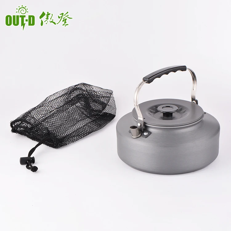 Simple style camping hard anodized 1.6L kettle with mesh bag
