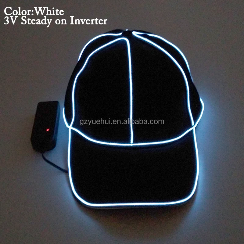 Glowing LED Glow Baseball Hat Light Up Hat+DC-3V Steady on Inverter Neon Glow Light Props Glow Party Supplies Masquerade Party