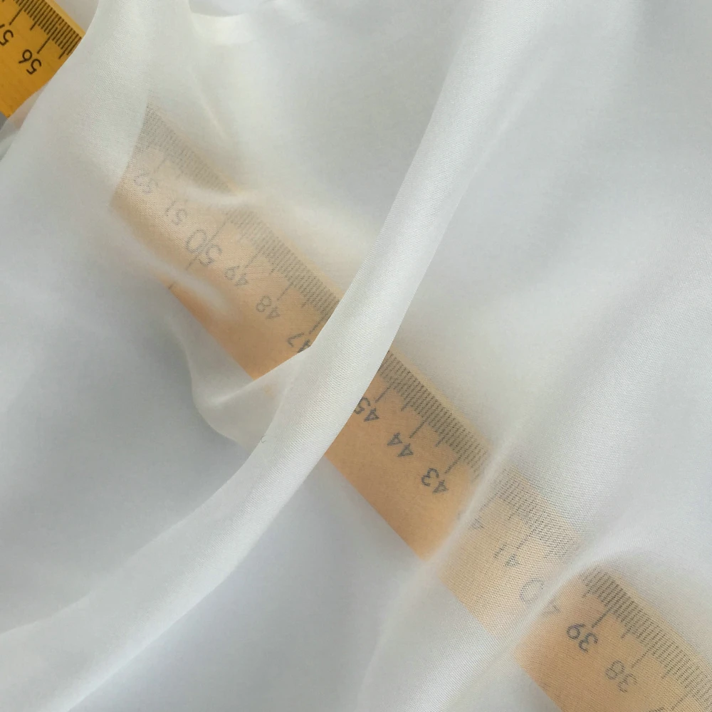 Натуральная белая шелковая шифоновая ткань 8 мм