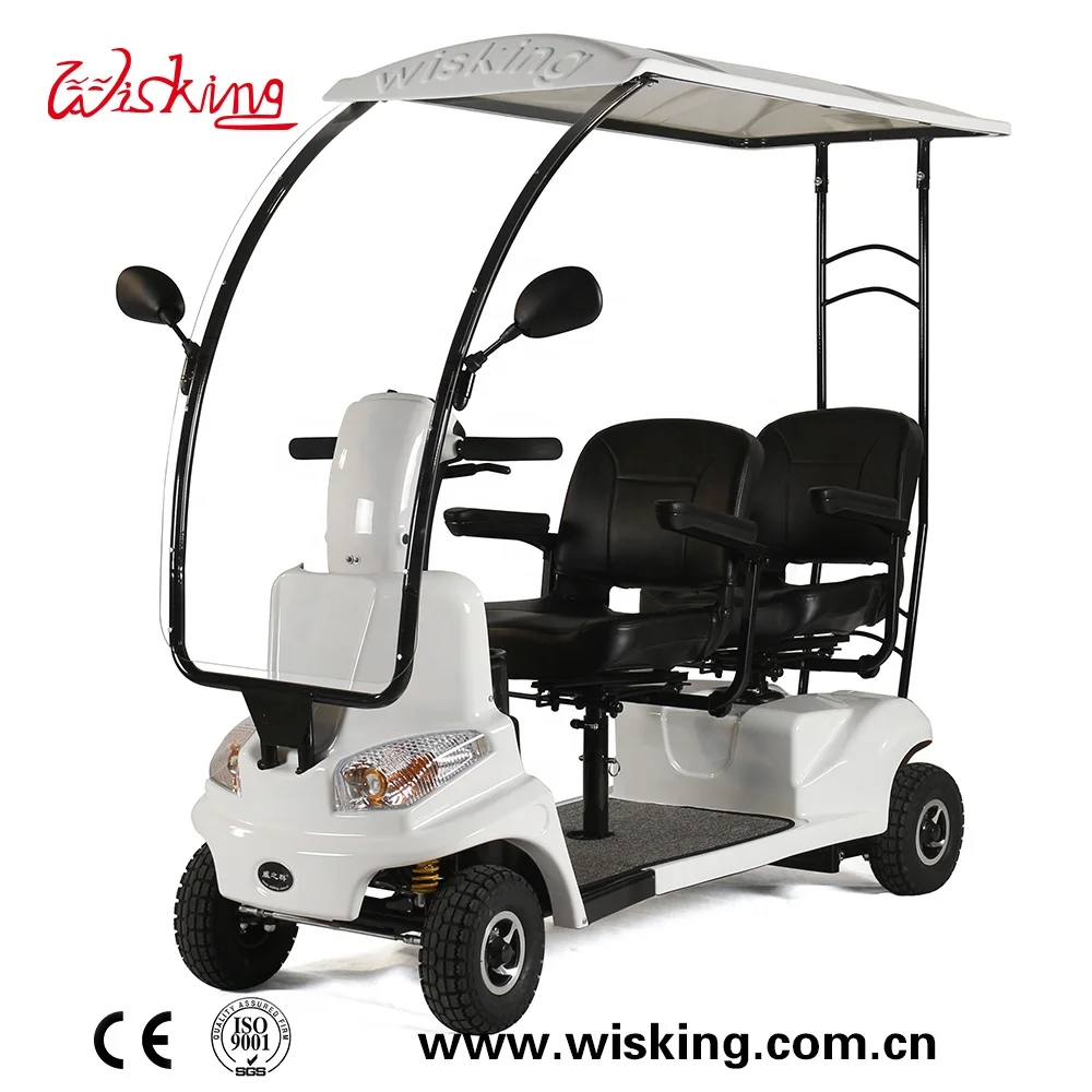 Large size  2 seat 4 wheel  electric mobility scooter with sunny roof for adult wisking 4033B