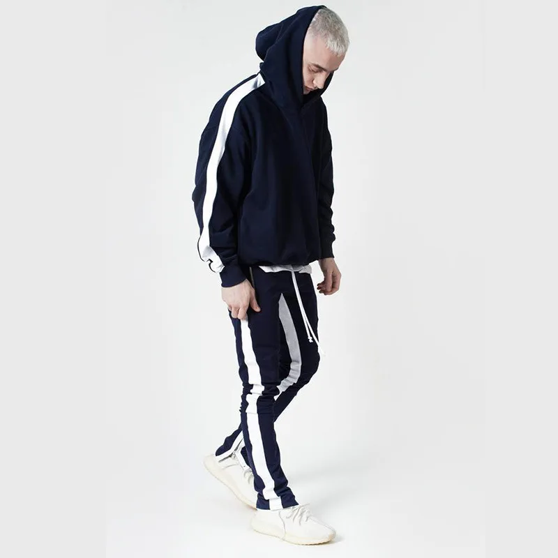 joggers sports pants contrast side stripe long drawstring custom mens track pants