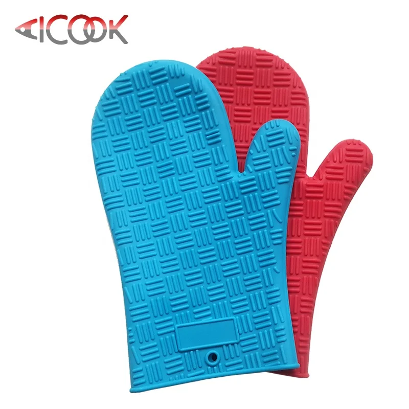 Reusable Oven mitt silicone heat resistant gloves Flexible Kitchen Baking BBQ Cooking Grill gloves Pot holders
