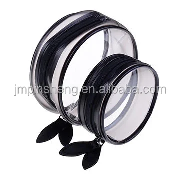 Round shape makeup bag zipper transparent PVC cosmetic bag