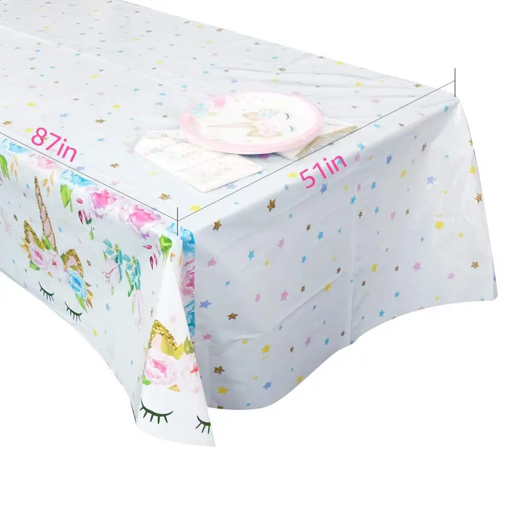 147pcs Plates Straws Cups Knives Spoons Forks Happy Birthday Banner Unicorn Headband Unicorn Party Supplies and Decorations Set