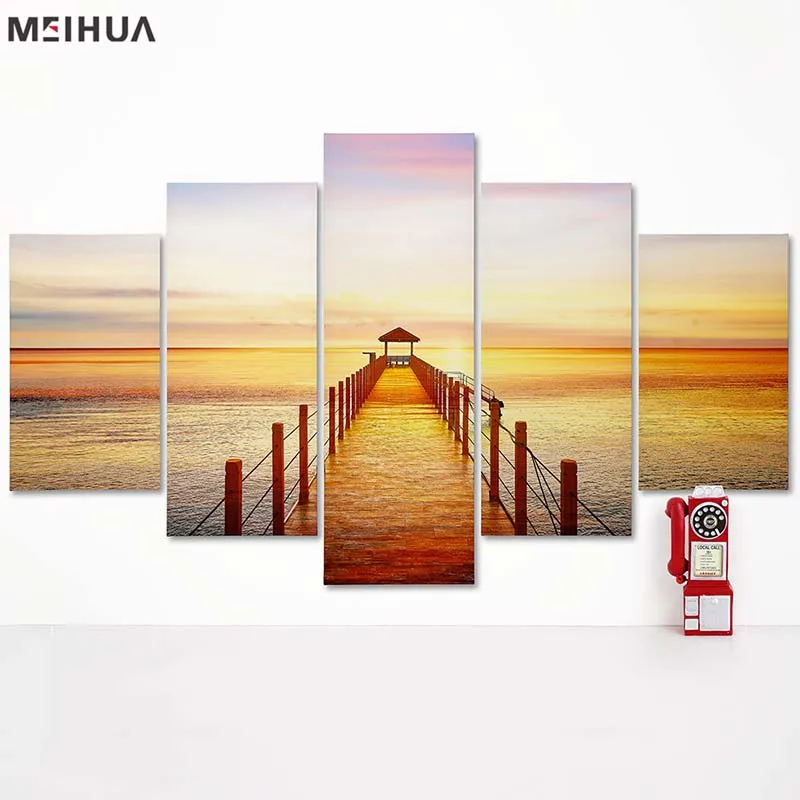 
Good design 5 piece canvas wall art abstract watercolor painting for home 