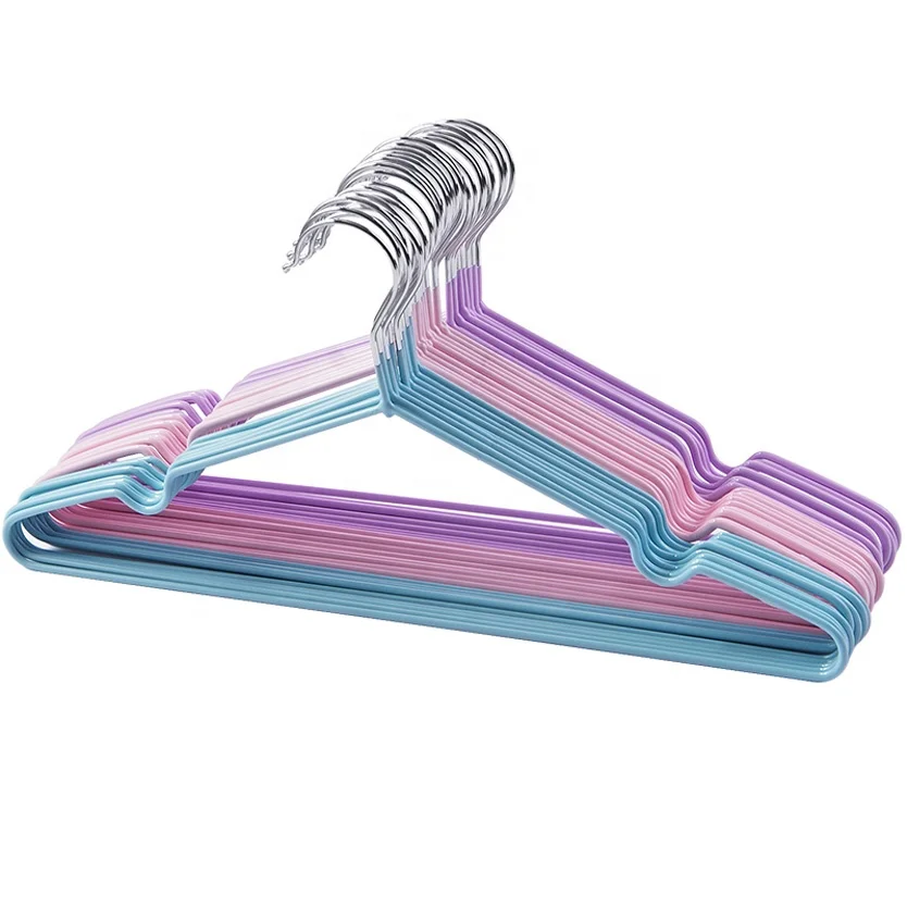 LM1069  Hot Sale PVC Coated Non Slip Metal Clothes Hanger Cheap cabide