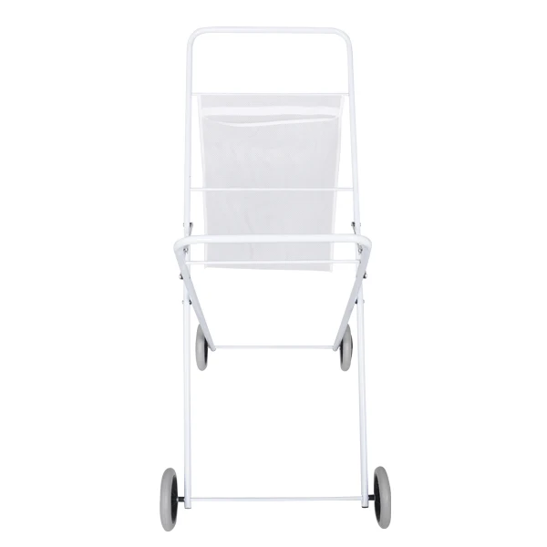 
White Metal Folding Shopping Trolley With Mesh Bag 