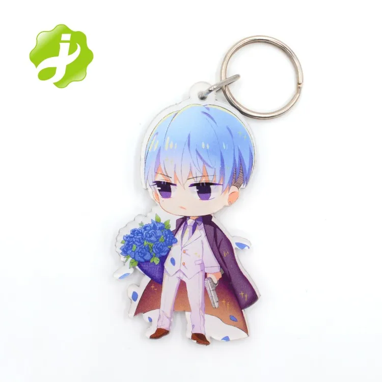Promotion custom laser cut anime acrylic keychain with double sided printing
