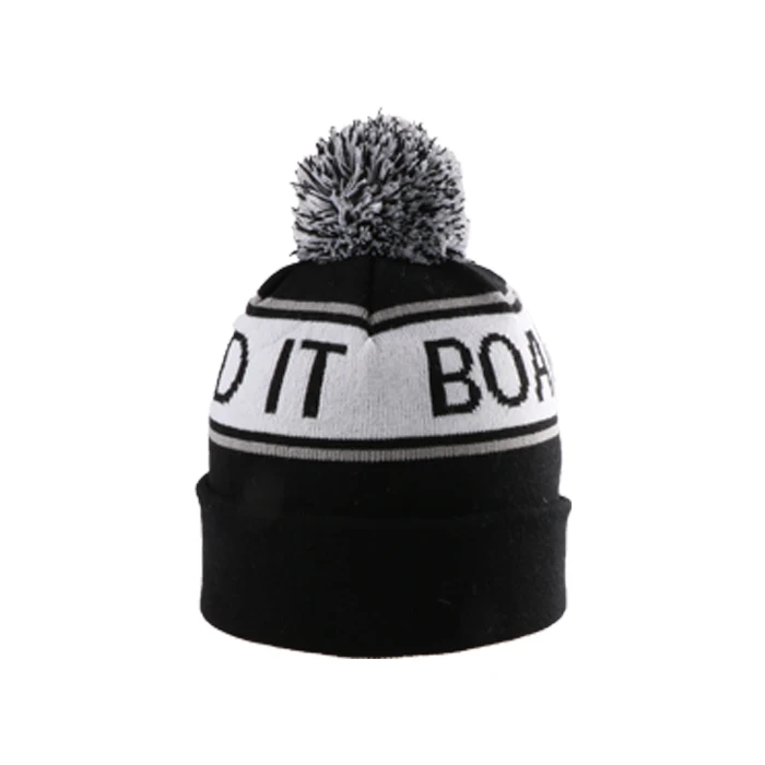 
Custom Made Your Own Logo jacquard Knit Beanie with Pom Pom 