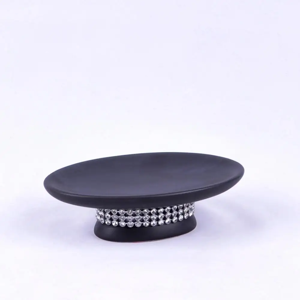 Black Matt Acrylic Diamond Ceramic Mosaic Bathroom Accessories