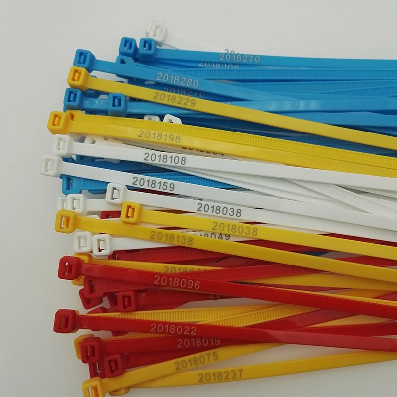 
Blue Red Nylon Numbered Zip Ties With Custom Logo 