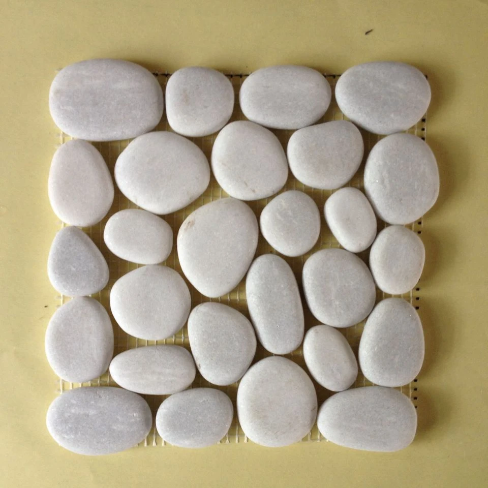 White Pebble stone mosaic round marble mosaic flooring tiles interior