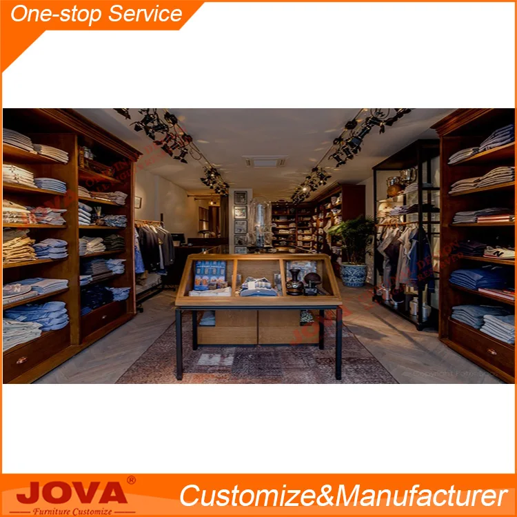 Modern design wood and metal clothes rack shop fitting