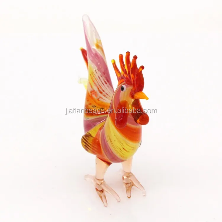Decoration glass animal sculpture cock french gallic rooster