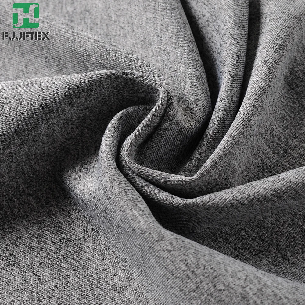 88 polyester 12 spandex grey melange yarn dyed jersey fabric