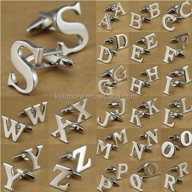 Letters Cufflinks Custom Blank Metal Silver Cufflink Manufacturer