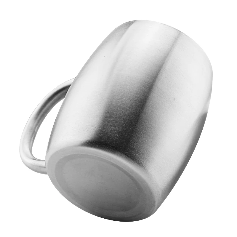 14 OZ Handle Coffee Mug Silver Stainless Steel Cups Eco Friendly Material China Factory Tumbler