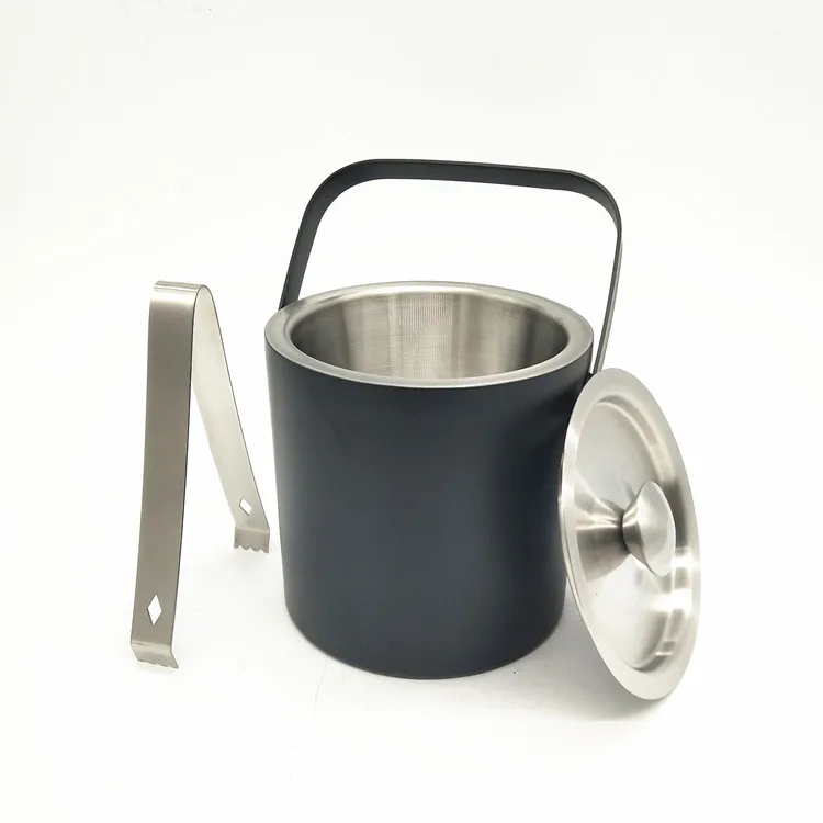 
Black Painting Double Wall With Lid Stainless Steel Ice Bucket,Wine Cooler 