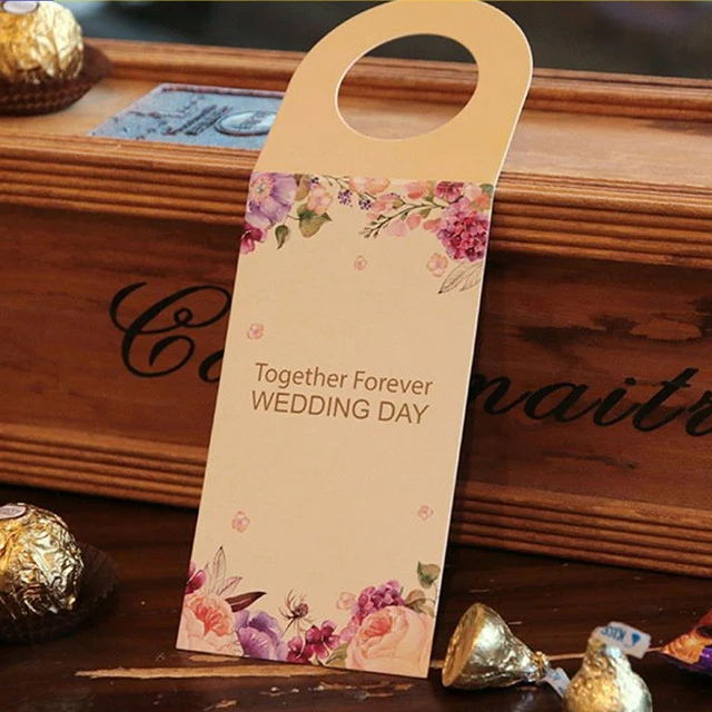 custom design printing paper bottle neck hang tag for wine bottleneck