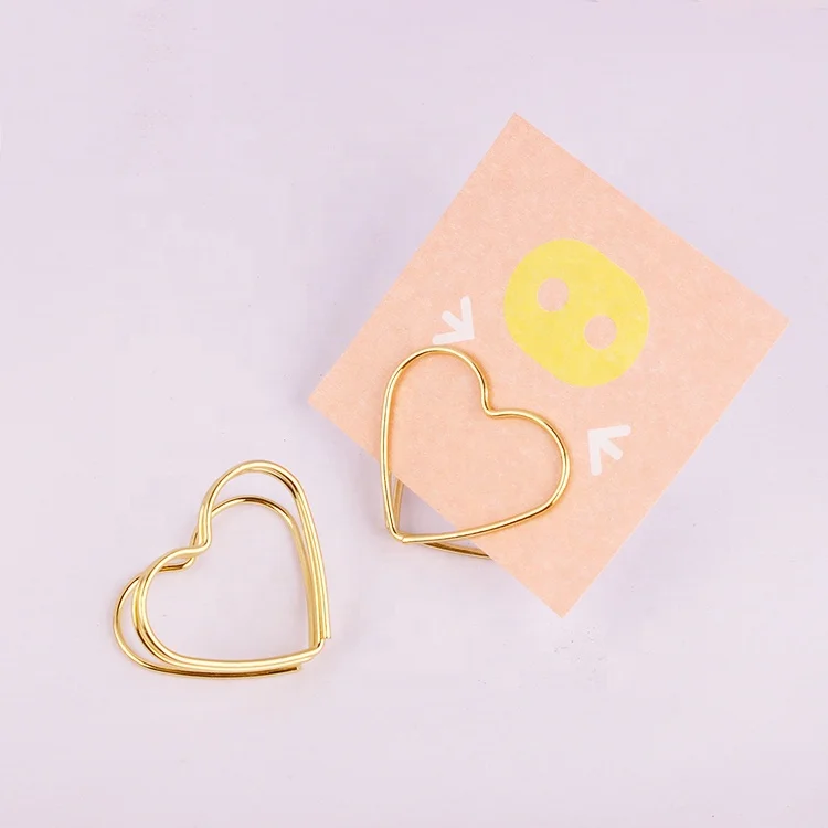 Custom Rose gold and gold heart shape metal memo clips  holder