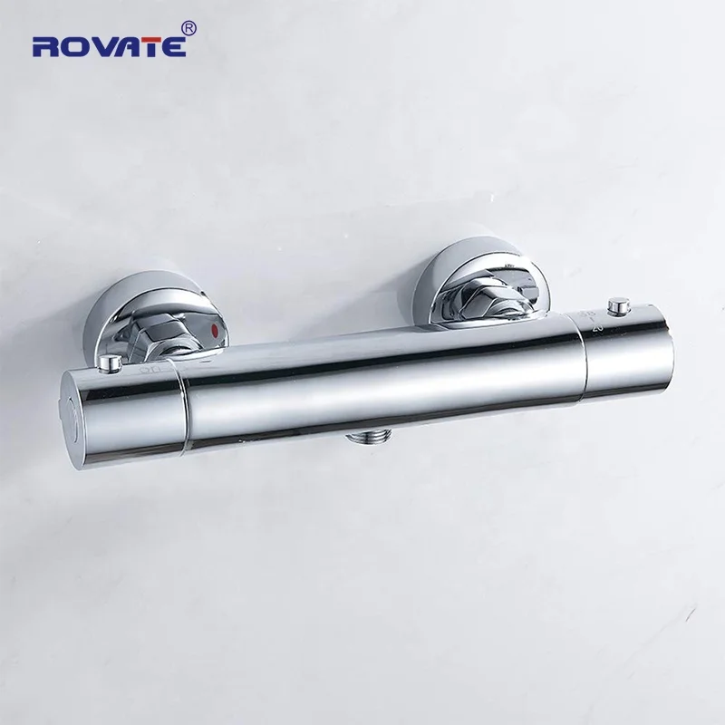 Хромированный настенный переключатель ROVATE для душа, кран для горячей и холодной воды, смеситель с постоянной температурой, смеситель для ванной комнаты
