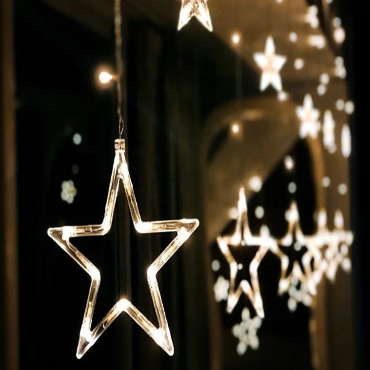 Warm white  Romantic Fairy Star Led ball Curtain String Light 110/220V for Ramadan decoration
