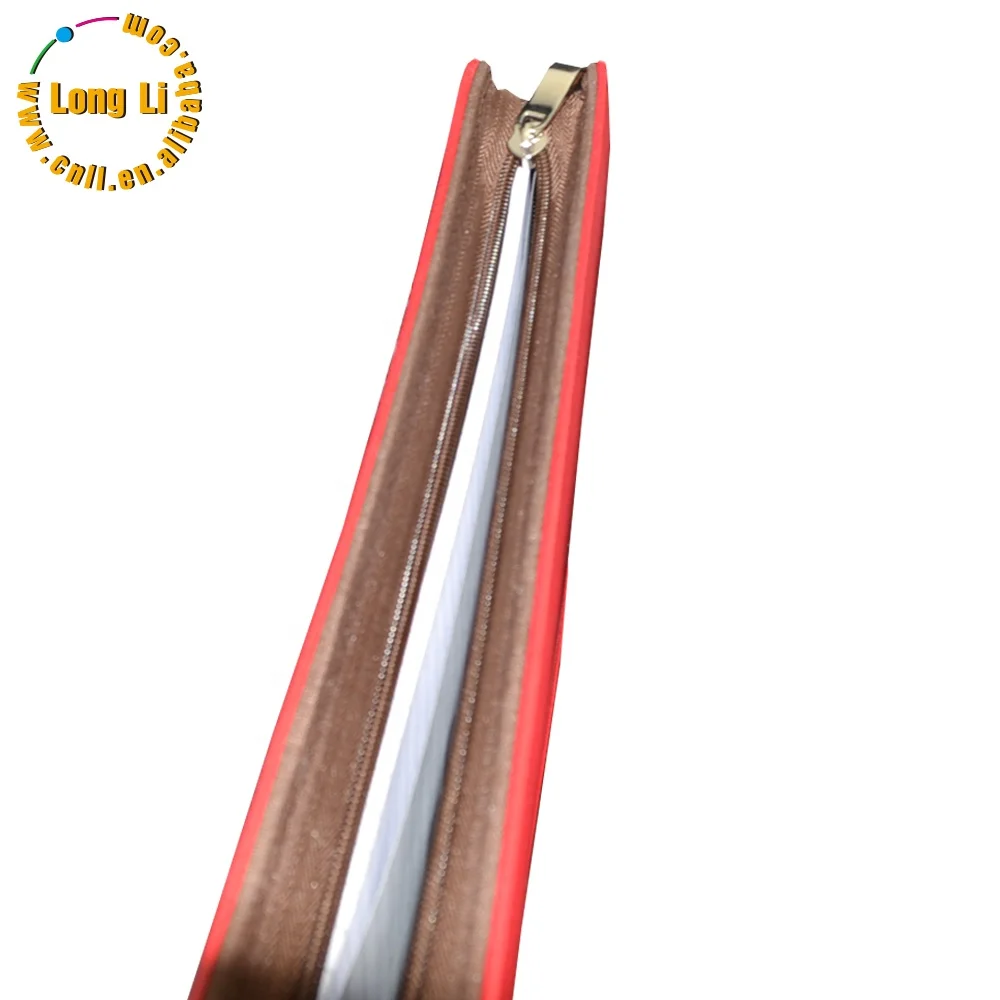 High quality Zipper bind pouch notebook pu leather zip lock notebook