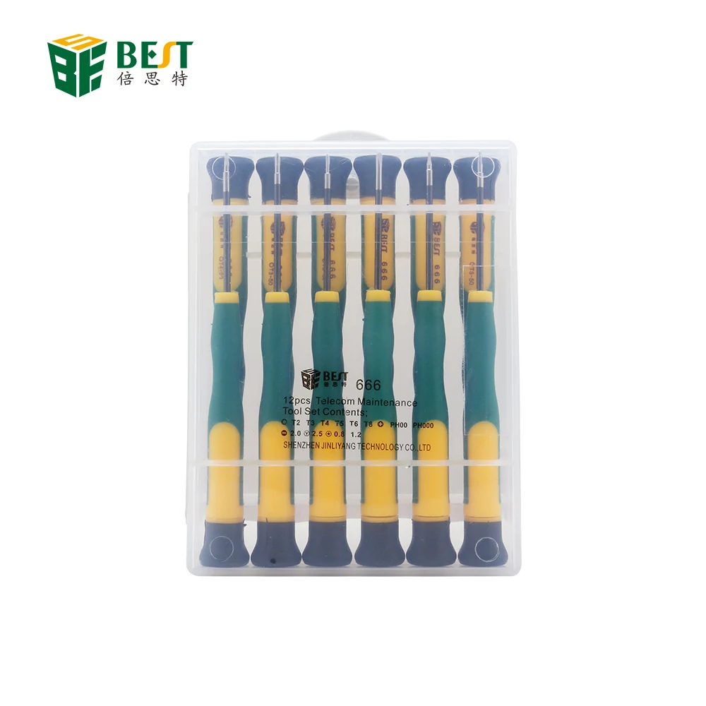 BEST 666 Hand Tool 12 in 1 Phillips Torx Pentalobe Y Type Electronic Precision Magnetic Cell Phone Repair Screwdriver Set
