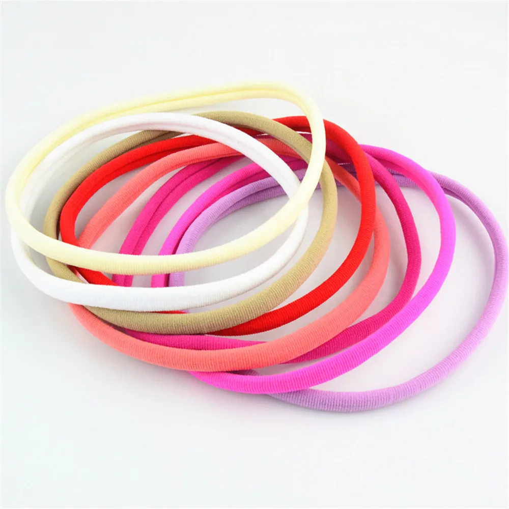 wholesale 31color U Pick 10mm Newborn Skinny Stretchy Nylon Headband Soft Solid Elastic Head Wrap