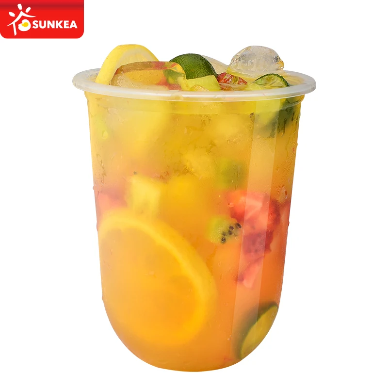 
500 ml U shape PP plastic milk tea cup 