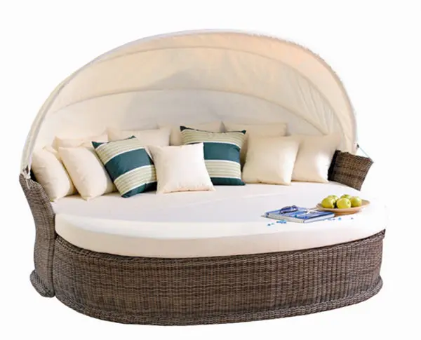 
Hot Sale Rattan Wicker Round Outdoor Daybed Canopy for garden 