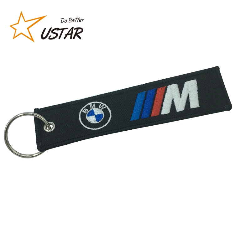 Factory oem custom auto fabric embroidery key tag holder custom made desgin airplane keychain