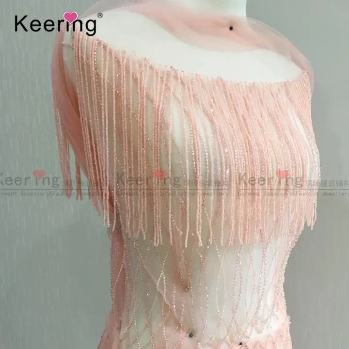 Fashional Improved Bridal Jewelry Sexy Set  Pink Rhinestone Bridal Applique With Fringe for ladies evening party dress WDP-116