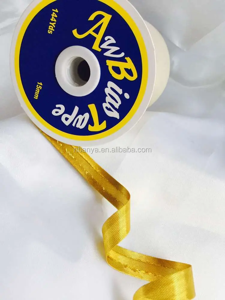 15mm144yds 100% polyester satin bias tape AW brand bias binding piping tape polyester tape
