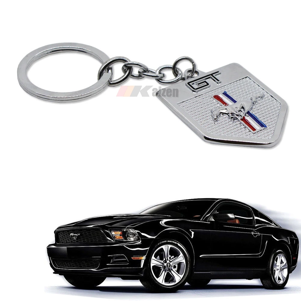 
Silver Finish Pony Horse Key Chain Fob Ring Keychain For Ford Mustang GT 500 Cobra 