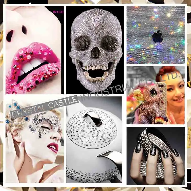 Clothes accessories rhinestones ss16 black jet glass crystal rhinestone sticker hotfix bling rhinestone