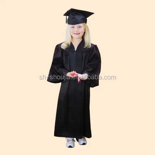 black graduation gown child, children graduation gown, kindergarten graduation gown